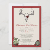 西クリスマスディナートナカイ〔雄ジカの〕枝角&サボテン 招待状 (正面)