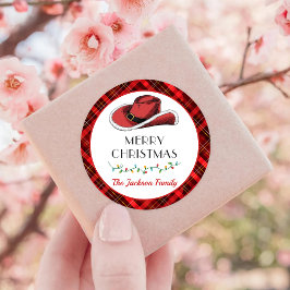 西クリスマスハットありがとうクラス ラウンドシール