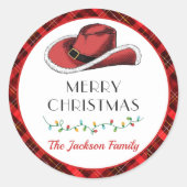 西クリスマスハットありがとうクラス ラウンドシール (正面)