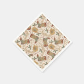 西クリスマスブーツと帽子のパターン スタンダードカクテルナプキン (角)