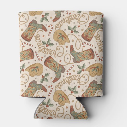 西クリスマスブーツと帽子のパターン 缶クーラー (裏面)