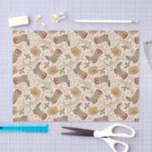 西クリスマスブーツと帽子のパターン 薄葉紙 (クラフト)