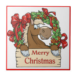 西クリスマスホースとリース標識 タイル