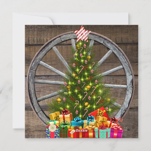 西クリスマスホースクリスマスツリープレゼント シーズンカード (裏面)