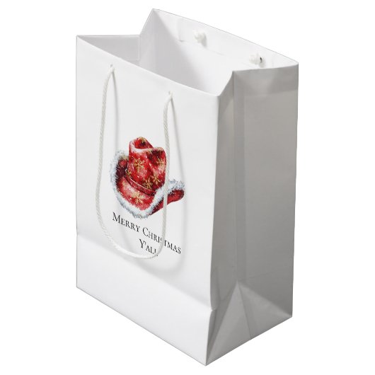 西クリスマスレッドカウボーイ女性のカーボーイハット ミディアムペーパーバッグ (正面アングル)