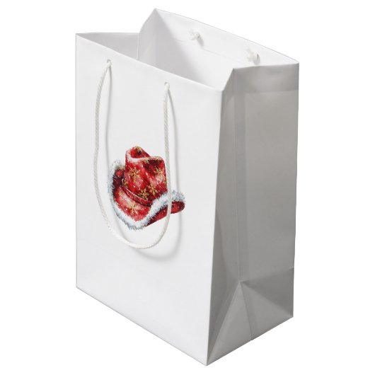 西クリスマスレッドカウボーイ女性のカーボーイハット ミディアムペーパーバッグ (裏面アングル)