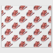 西クリスマスレッドカウボーイ女性のカーボーイハット ラッピングペーパー (フラット)