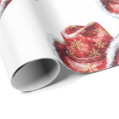 西クリスマスレッドカウボーイ女性のカーボーイハット ラッピングペーパー (ロールコーナー)