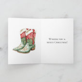 西クリスマスレッドカウボーイ女性のカーボーイブーツ カード (内部)