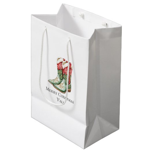 西クリスマスレッドカウボーイ女性のカーボーイブーツ ミディアムペーパーバッグ (正面アングル)