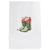 西クリスマスレッドカウボーイ女性のカーボーイブーツ ミディアムペーパーバッグ (裏面)