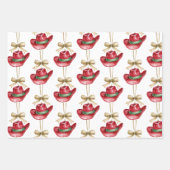 西クリスマスレッドカウボーイ女性のカーボーイブーツ ラッピングペーパーシート (正面2)