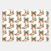 西クリスマスレッドカウボーイ女性のカーボーイブーツ ラッピングペーパーシート (正面)