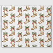 西クリスマスレッドカウボーイ女性のカーボーイブーツ ラッピングペーパー (フラット)