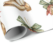 西クリスマスレッドカウボーイ女性のカーボーイブーツ ラッピングペーパー (ロールコーナー)