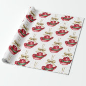 西クリスマスレッドカウボーイ女性のカーボーイ帽子 ラッピングペーパー (アンロールド)