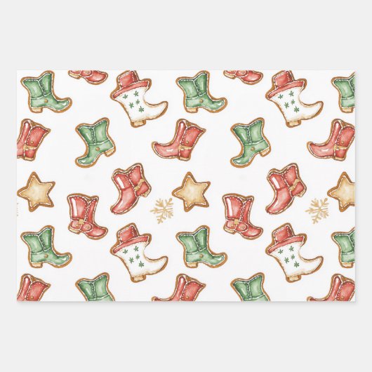 西クリスマス女性のカーボーイカウボーイ ラッピングペーパーシート (正面)