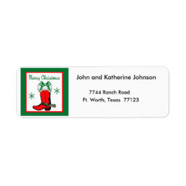 西クリスマス·カウボーイ·ブーツ·メリー·クリスマス ラベル