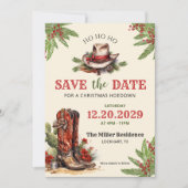 西クリスマス、ホリデーホームダウン、カウボーイパーティー セーブザデート (正面)