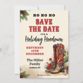 西クリスマス、ホリデーホームダウン、カウボーイパーティー 招待状 (正面)