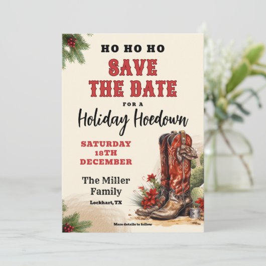 西クリスマス、ホリデーホームダウン、カウボーイパーティー 招待状 (スタンド正面)