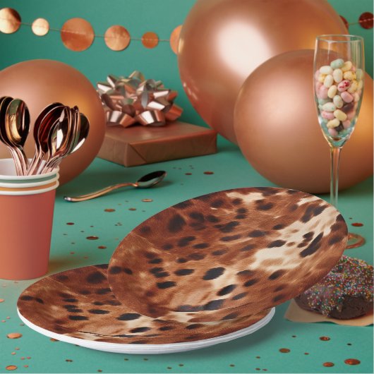 西クリームスポッテッドブラウンブラックコウィド ペーパープレート (複数)