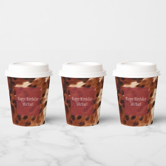 西クリームスポッテッドブラウンブラックコウィド 紙コップ (複数)