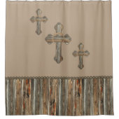 西クロスバーンドウッドとコンコス シャワーカーテン (正面)