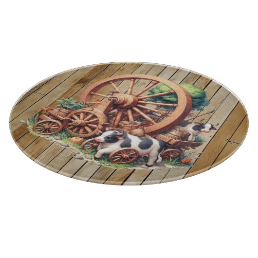 西クールの牛と車輪 カッティングボード (角)