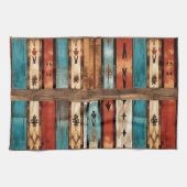 西クールアステカ木フェイクタイル模様 キッチンタオル (横)