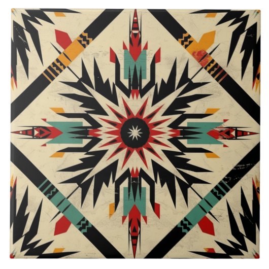 西クールインディアン模様 タイル (正面)