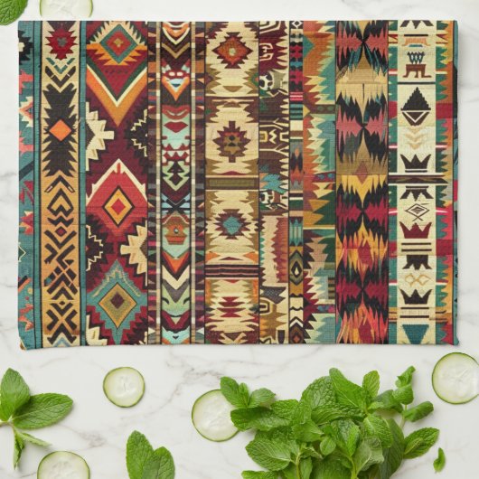 西クールタイル模様 キッチンタオル (折り畳み)