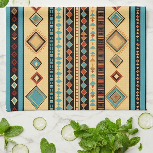 西クールタイル模様 キッチンタオル (折り畳み)