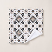 西クールタイル模様 バスタオルセット (ウォッシュタオル)