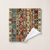 西クールタイル模様 バスタオルセット (ウォッシュタオル)