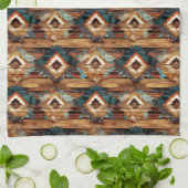 西クール木フェイクタイル模様 キッチンタオル (折り畳み)