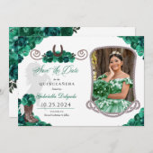 西グリーンキンセアニラ日付写真を保存 招待状 (正面/裏面)