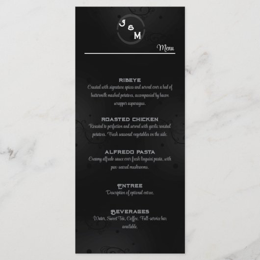 西ゴシック様式のウェディングレセプションメニュー メニュー (正面)