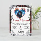 西ゴシック様式の黒と赤結婚の 招待状 (スタンド正面)