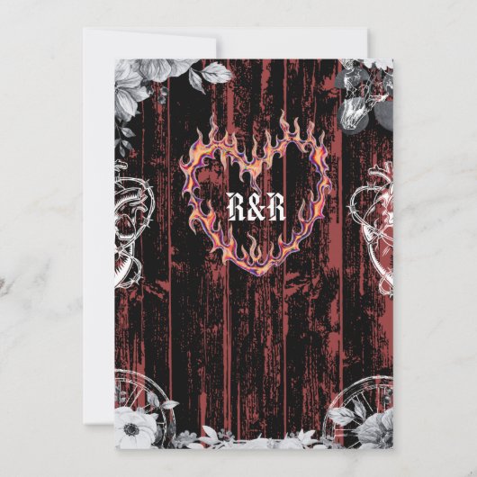 西ゴシック様式の黒と赤結婚の 招待状 (裏面)
