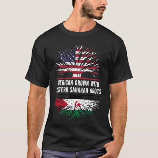 西サハラのルーツ米国国旗で栽培されたアメリカ人 Tシャツ (正面)