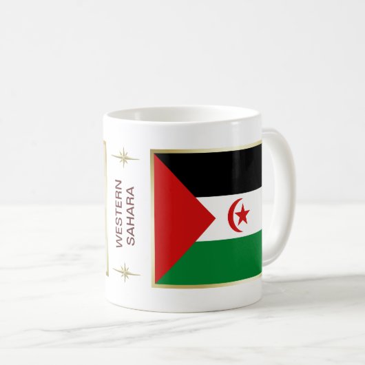 西サハラの国旗+地図マグ コーヒーマグカップ (正面右)