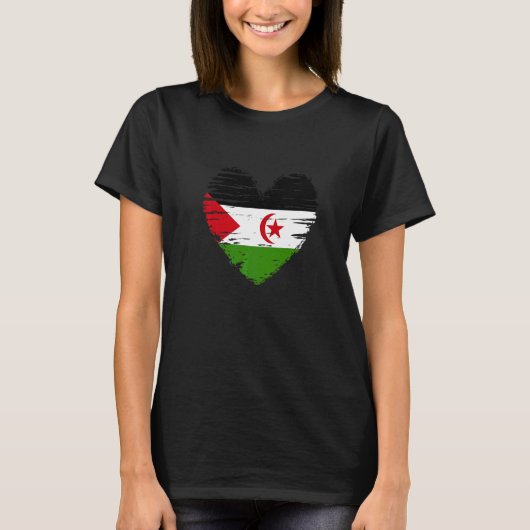 西サハラハートポリサリオ国旗サハラウイ Tシャツ (正面)