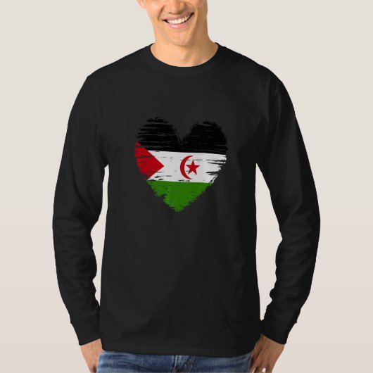 西サハラハートポリサリオ国旗サハラウイ Tシャツ (正面)