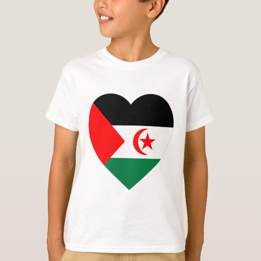 西サハラ国旗のハート Tシャツ (正面)