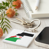 西サハラ国旗の地図の形の記号 キーホルダー (正面右)