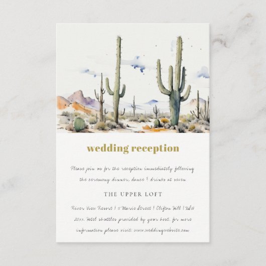 西サボテン砂漠の風景ウェディングレセプション エンクロージャーカード (正面)