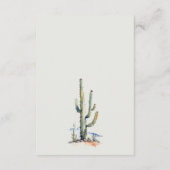 西サボテン砂漠の風景ウェディングレセプション エンクロージャーカード (裏面)