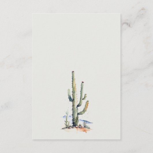 西サボテン砂漠の風景ウェディングレセプション エンクロージャーカード (裏面)