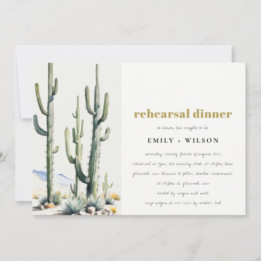 西サボテン砂漠の風景リハーサルディナー 招待状 (正面)